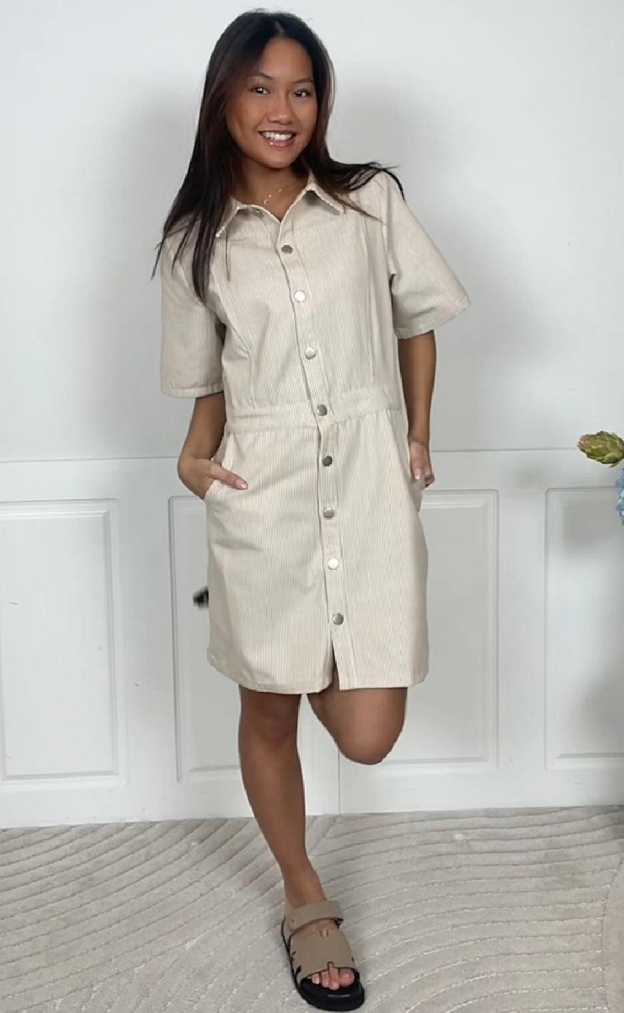 Noella Kjole - Benita - Beige/White