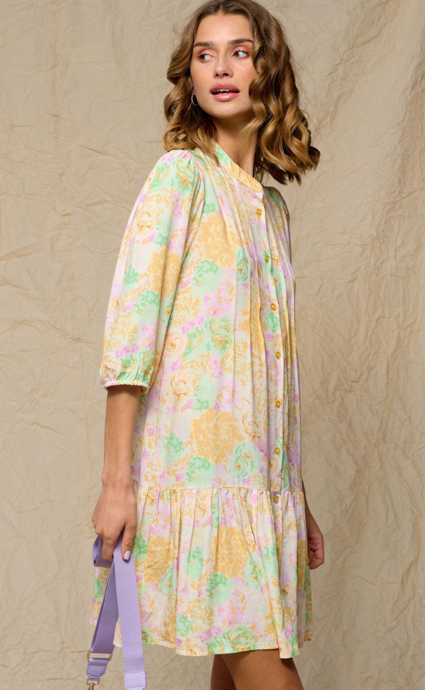 Noella Kjole - Imogene Short - Lilac Green Flower