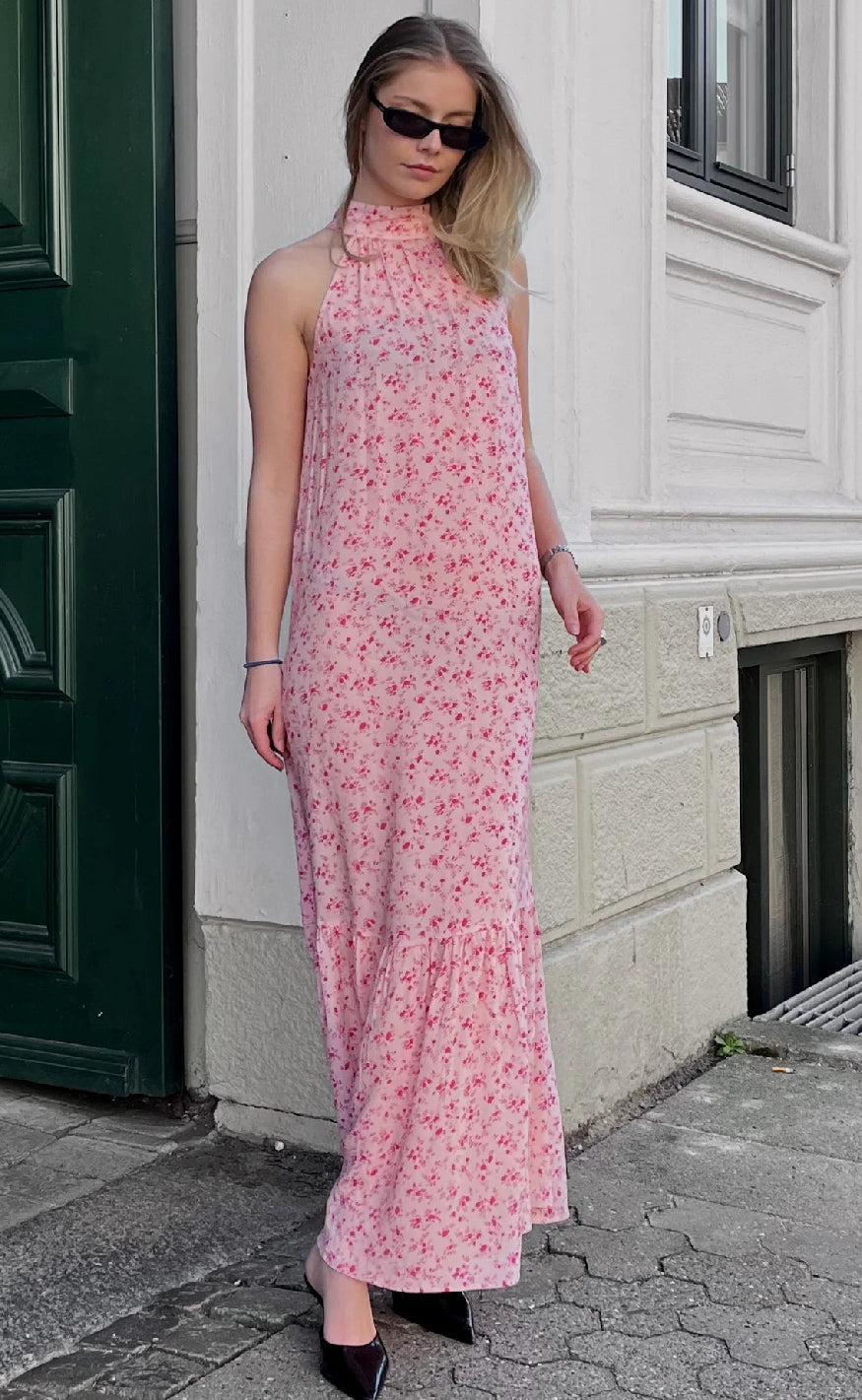 Noella Kjole - London Maxi - Cheryl Pink Print