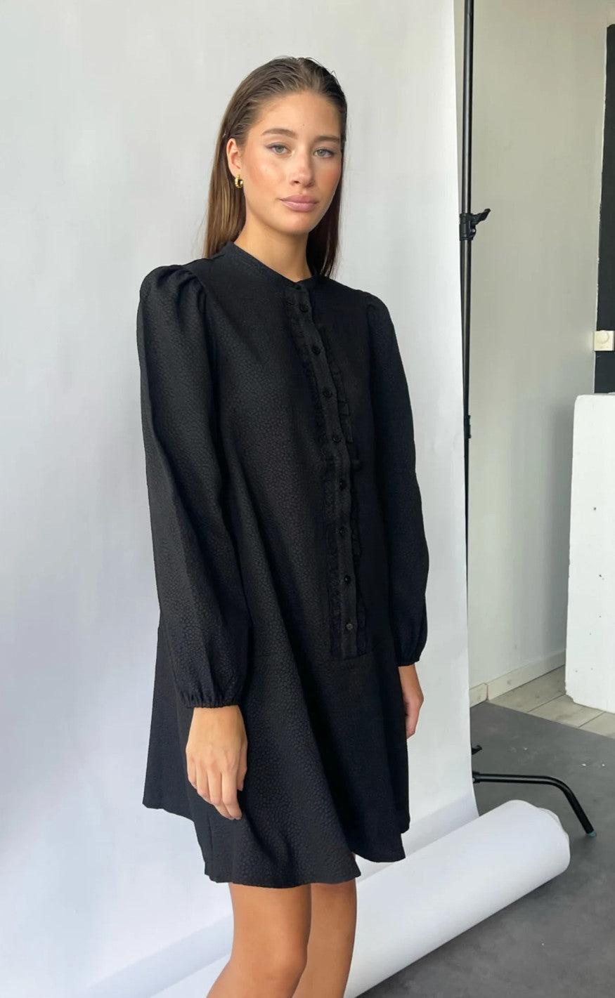 Noella Kjole - Pastis Ruffle - Black