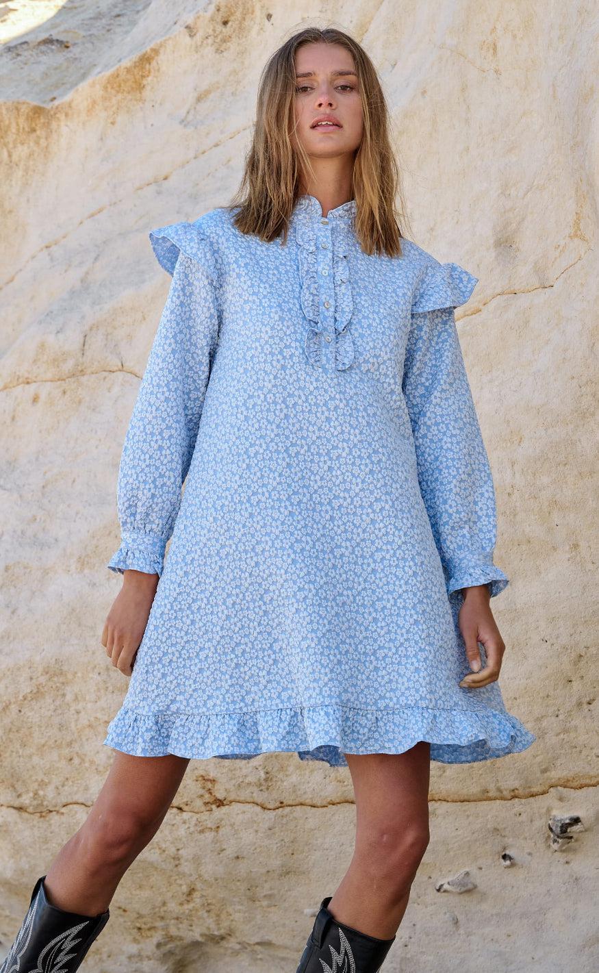 Noella Kjole - Reno Ruby Ruffle - Light Blue