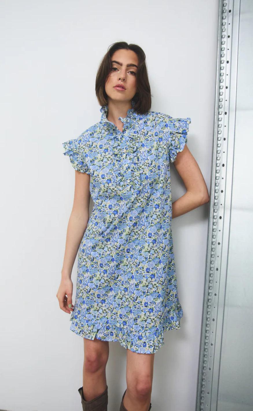 Noella Kjole - Sally - Blue/Yellow Flower