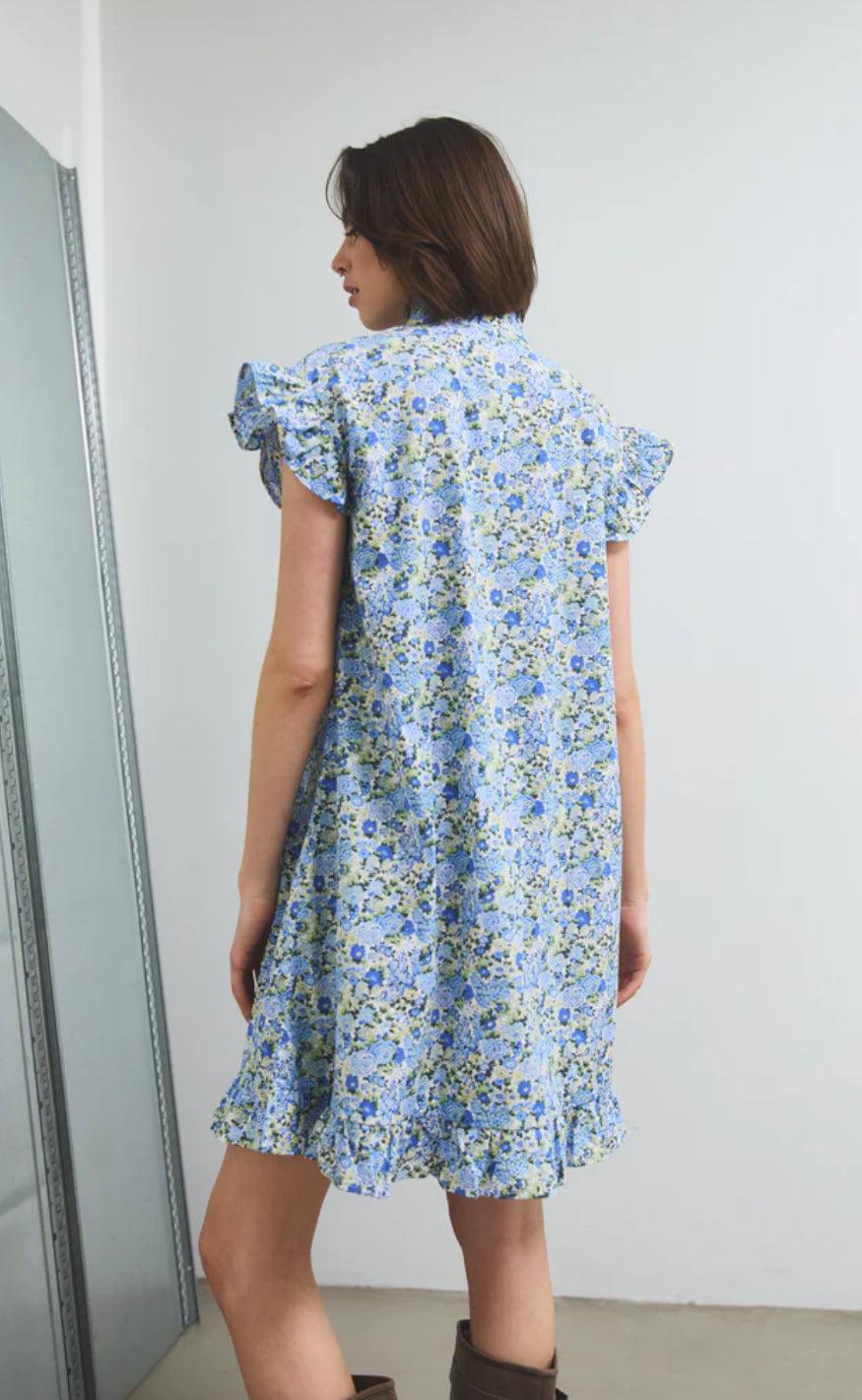Noella Kjole - Sally - Blue/Yellow Flower