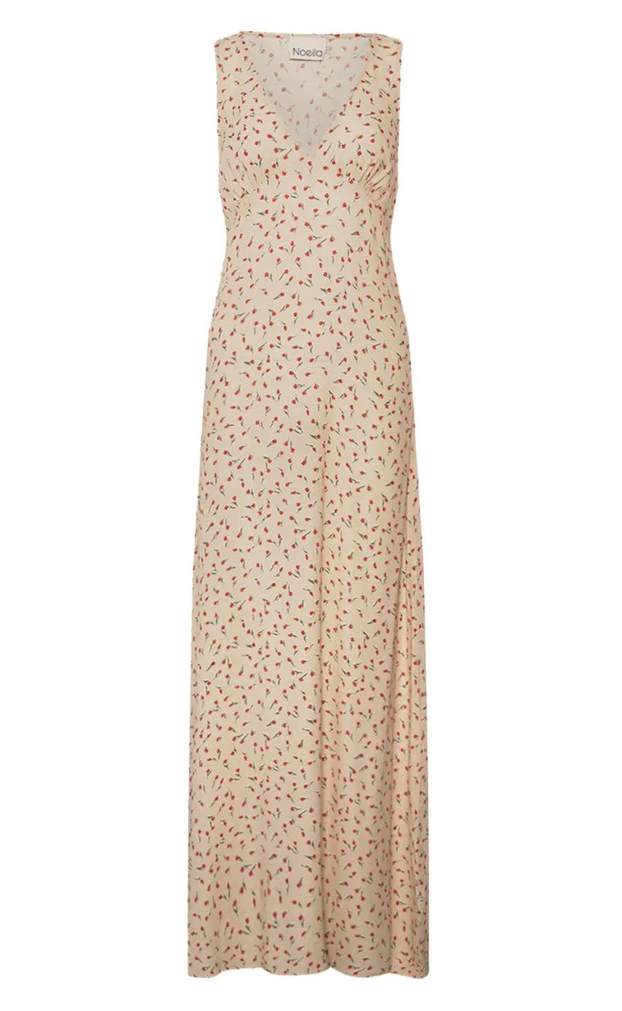 Noella Kjole - Sicily - Cream/Red Mini Flower