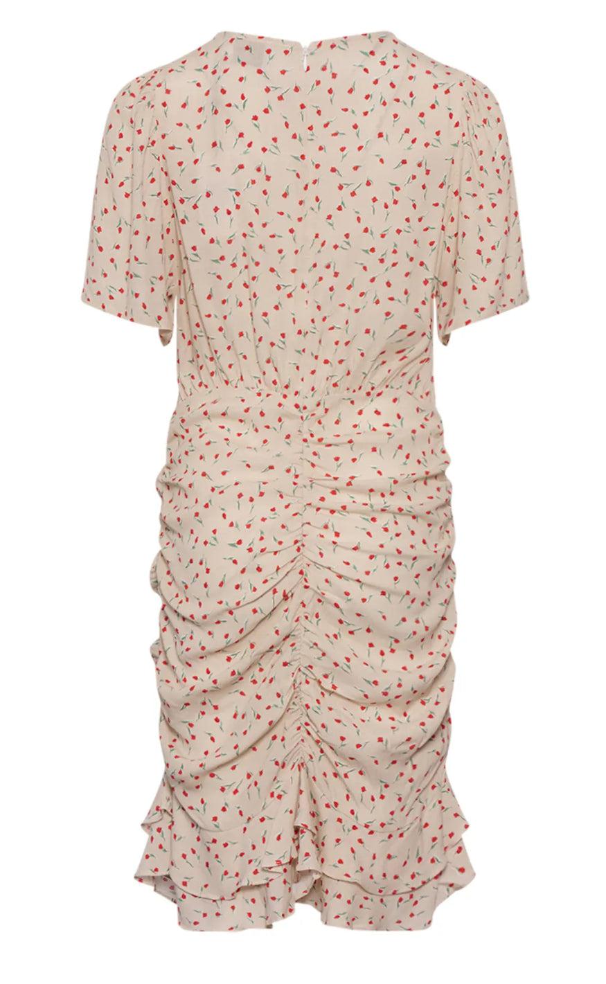 Noella Kjole - Sloane - Cream/Red Mini Flower