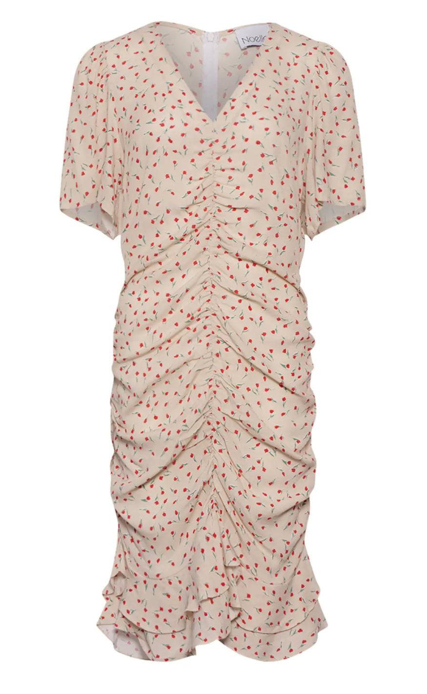 Noella Kjole - Sloane - Cream/Red Mini Flower