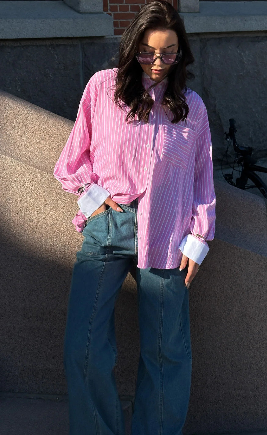 Noella Skjorte - Lakelynn - Carsyn Pink Stripe