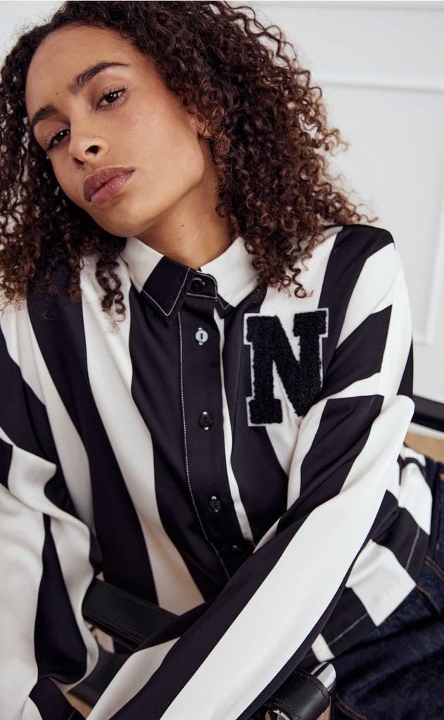 Noella Skjorte - Liara - Black Ivory Stripe