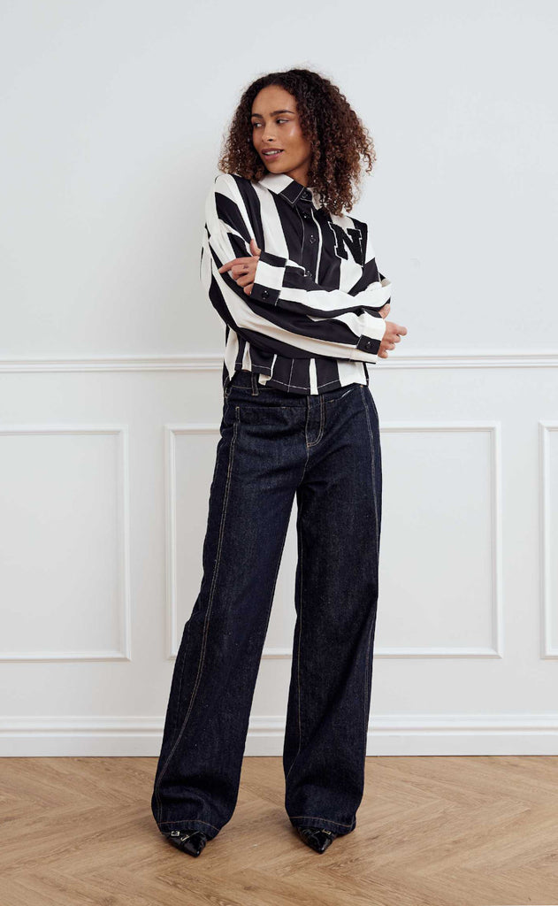 Noella Skjorte - Liara - Black Ivory Stripe