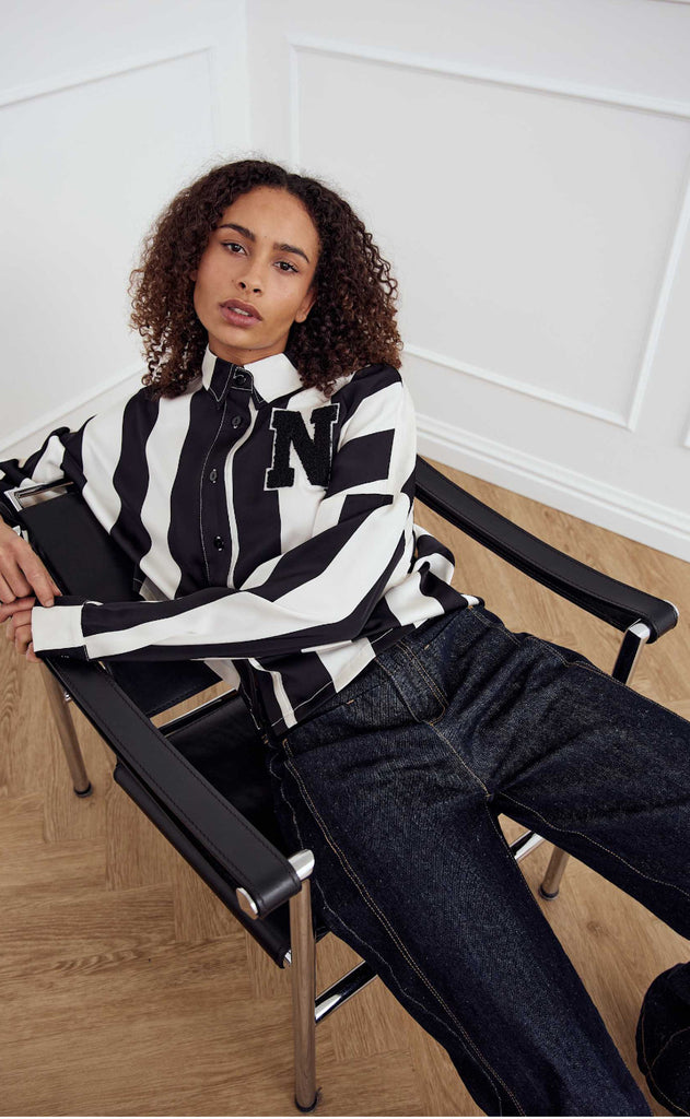 Noella Skjorte - Liara - Black Ivory Stripe