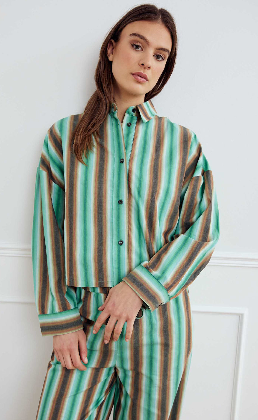 Noella Skjorte - Liara - Cosma Green Stripe