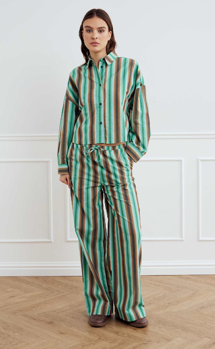 Noella Skjorte - Liara - Cosma Green Stripe