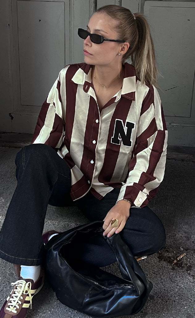 Noella Skjorte - Liara - Mahogany Ivory Stripe