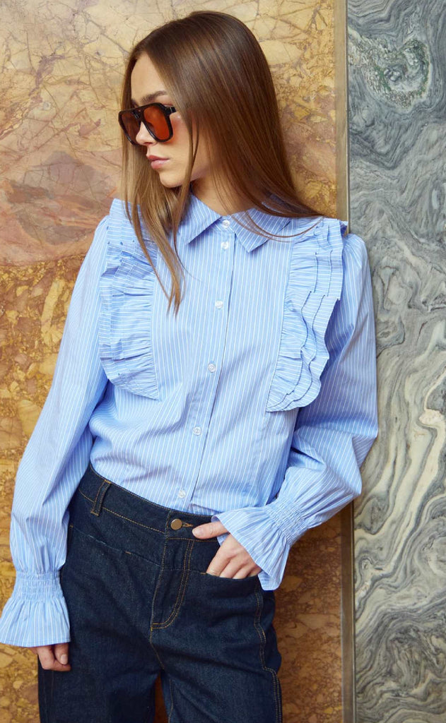 Noella Skjorte - Lucina - Blue White Stripe
