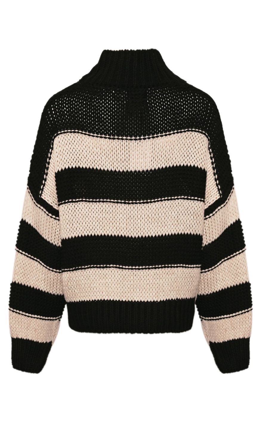 Noella Strikbluse - Kath - Black Ivory Stripe