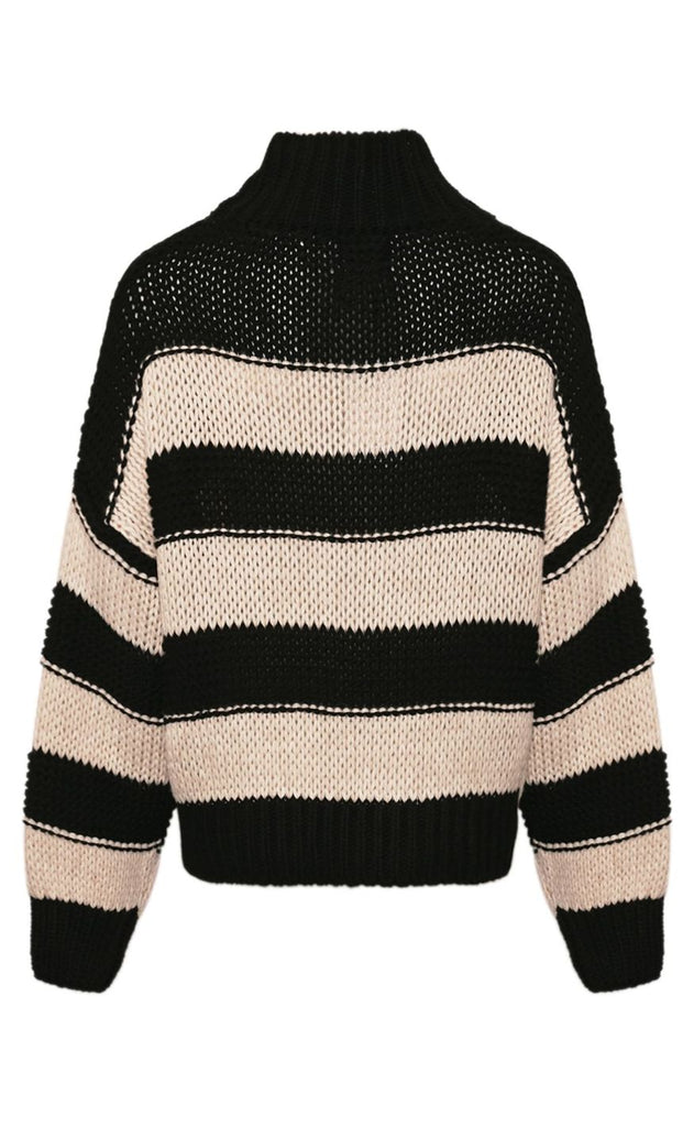 Noella Strikbluse - Kath - Black Ivory Stripe