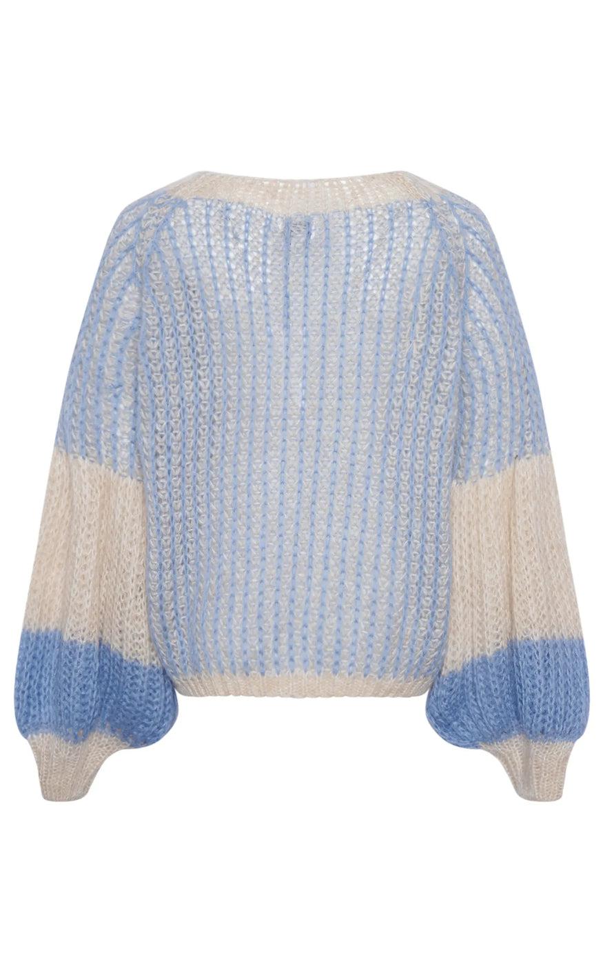 Noella Sweater - Liana - Dusty Blue/Cream