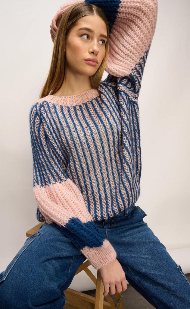 Noella Sweater - Liana - Rose/Navy