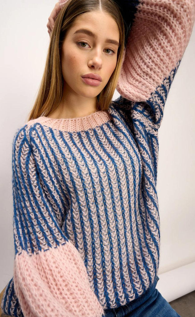 Noella Sweater - Liana - Rose/Navy