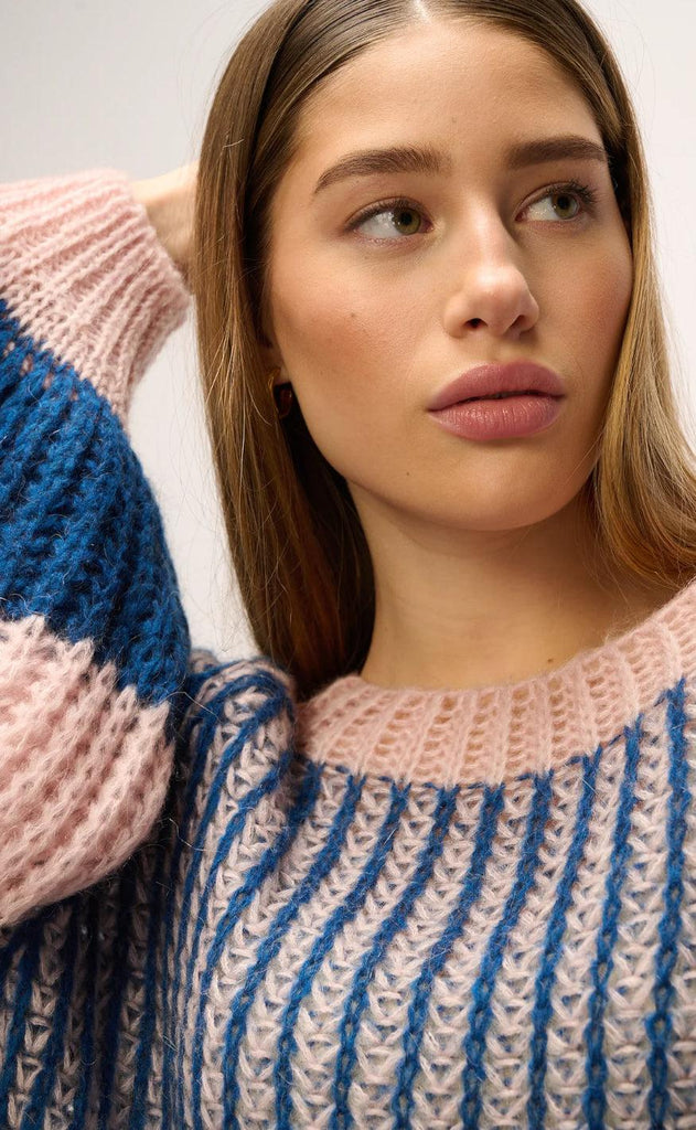 Noella Sweater - Liana - Rose/Navy