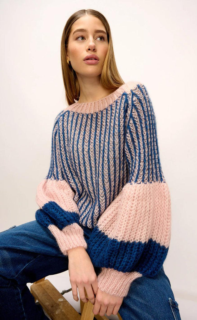 Noella Sweater - Liana - Rose/Navy