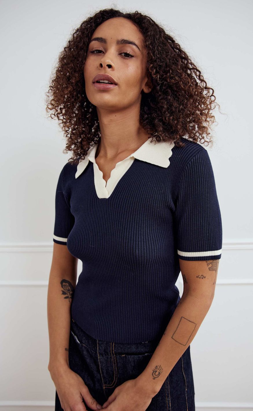 Noella Top - Lilo Polo - Navy Sugar Combo