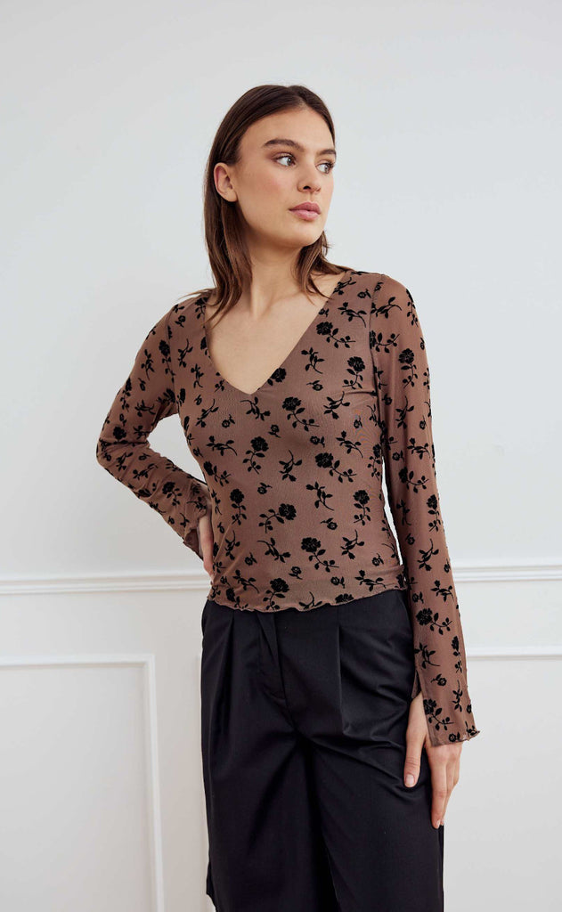 Noella Top - Lucille - Clarity Morel Print