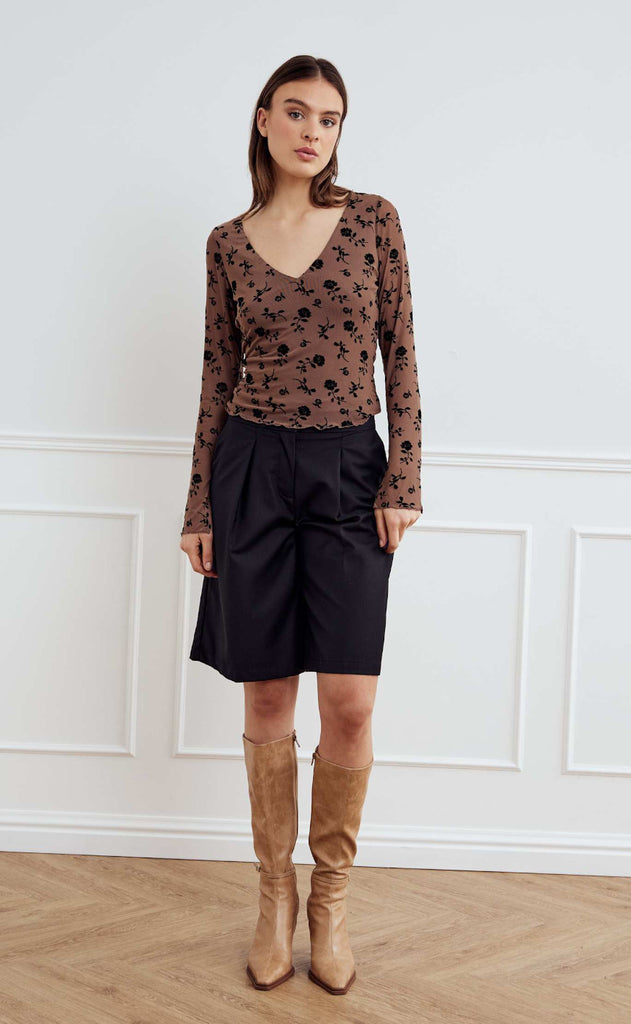 Noella Top - Lucille - Clarity Morel Print