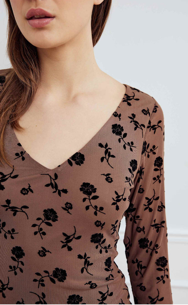 Noella Top - Lucille - Clarity Morel Print