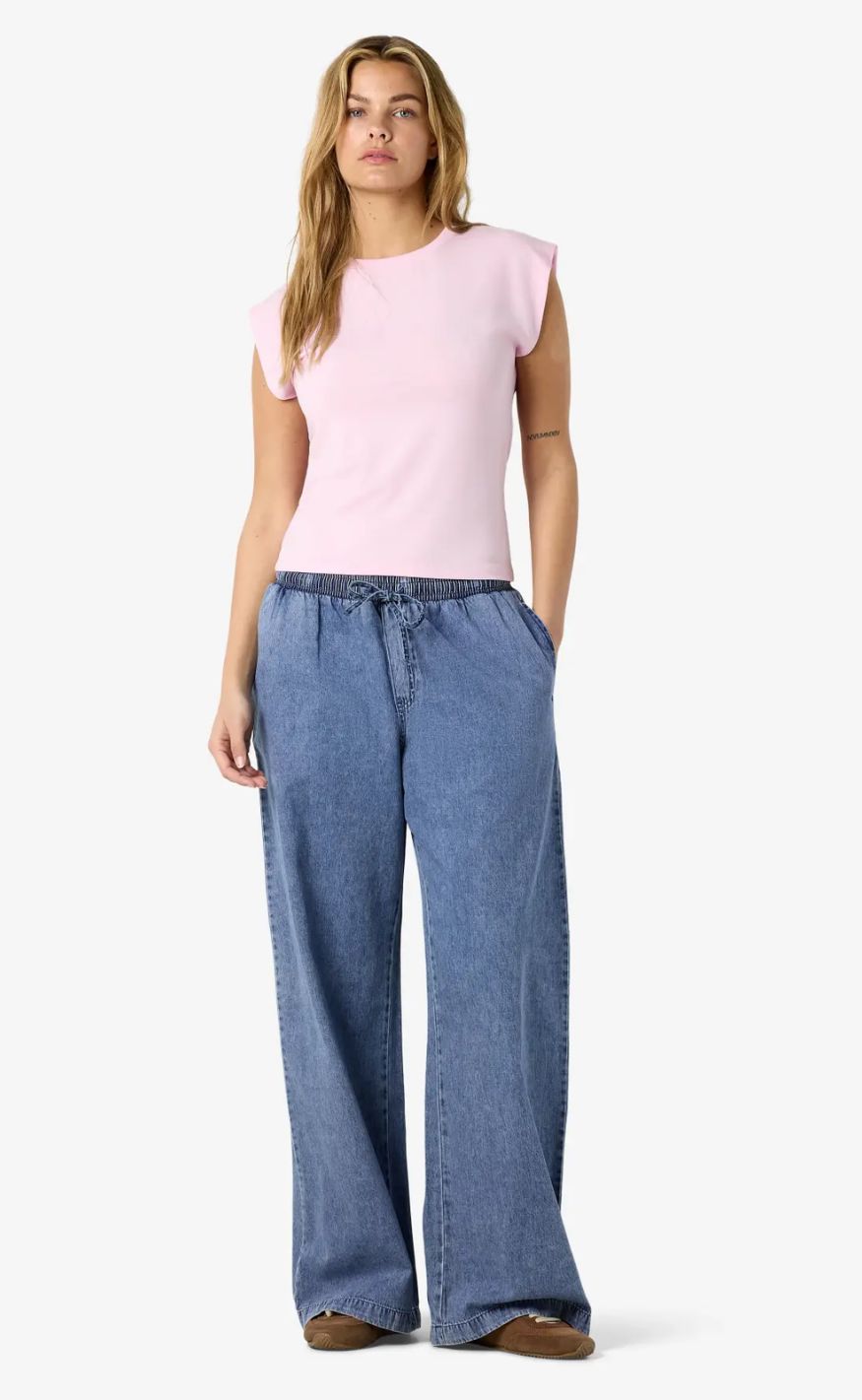 Noisy May Bukser - Enza MW Wide - Medium Blue Denim