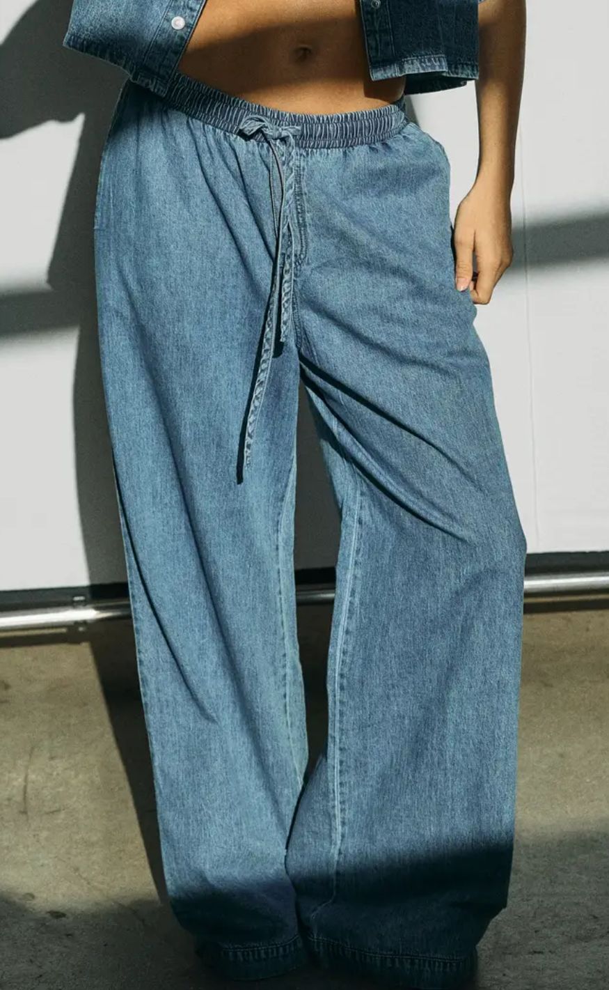 Noisy May Bukser - Enza MW Wide - Medium Blue Denim