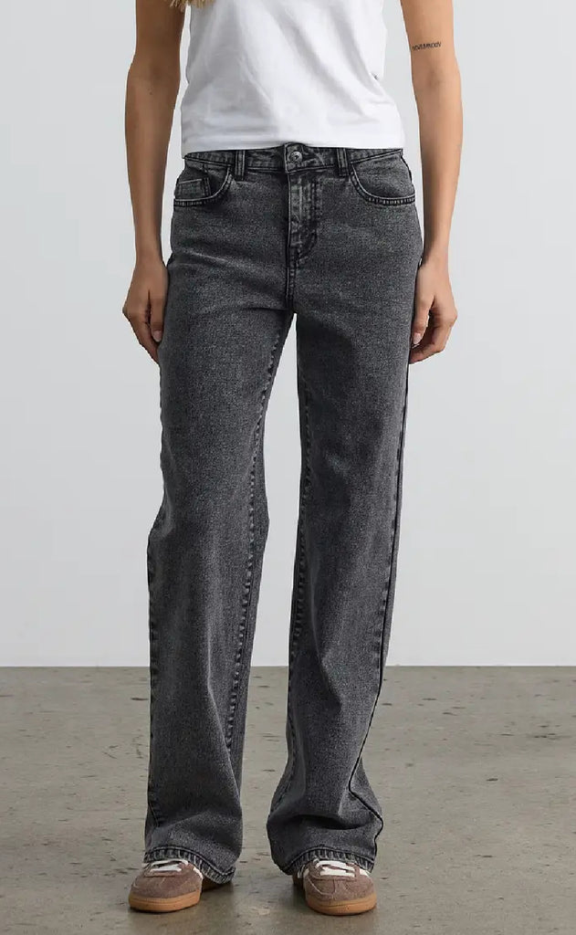 Noisy May Bukser - Yolanda NW Wide - Dark Grey Denim