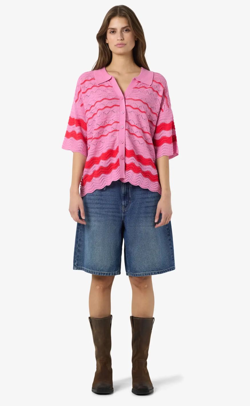 Noisy May Cardigan - Sadie - Begonia Pink/Tomato