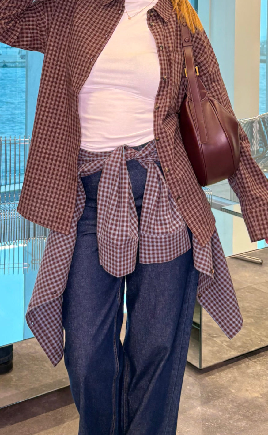 Noisy May Skjorte - Hailey Zoe - Chocolate Brown / Blue Checks