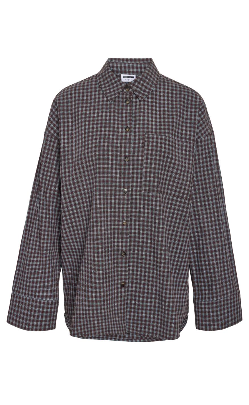 Noisy May Skjorte - Hailey Zoe - Chocolate Brown / Blue Checks