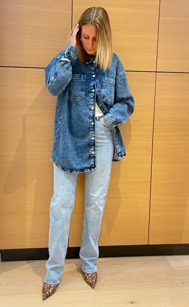 Nosiy May Jakke - Alva L/S - Medium Blue Denim