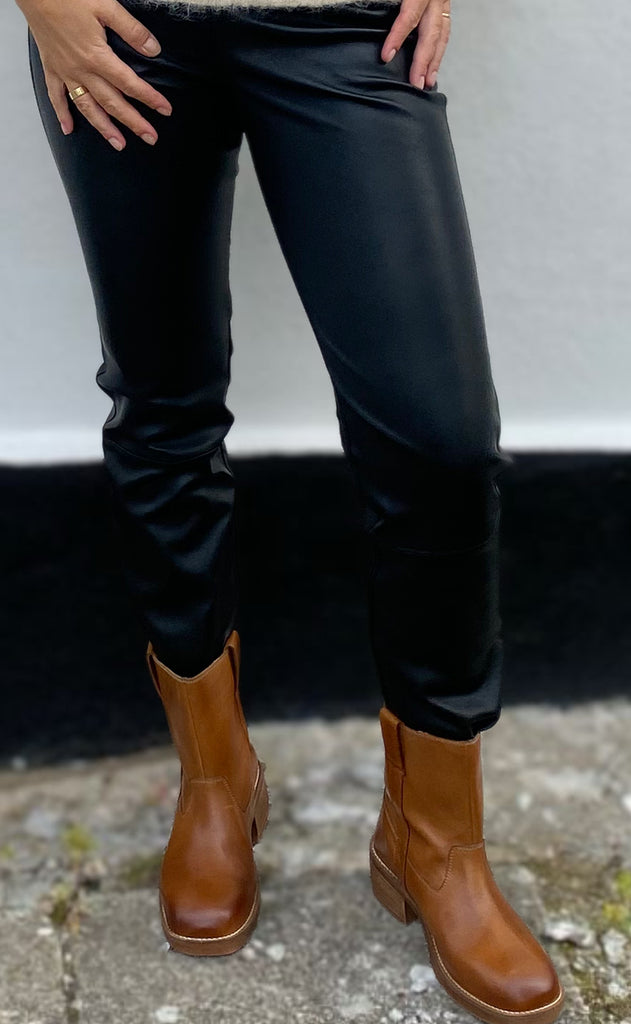 Notyz Bukser - Stretch Pants - Black w. Light Gold acc.