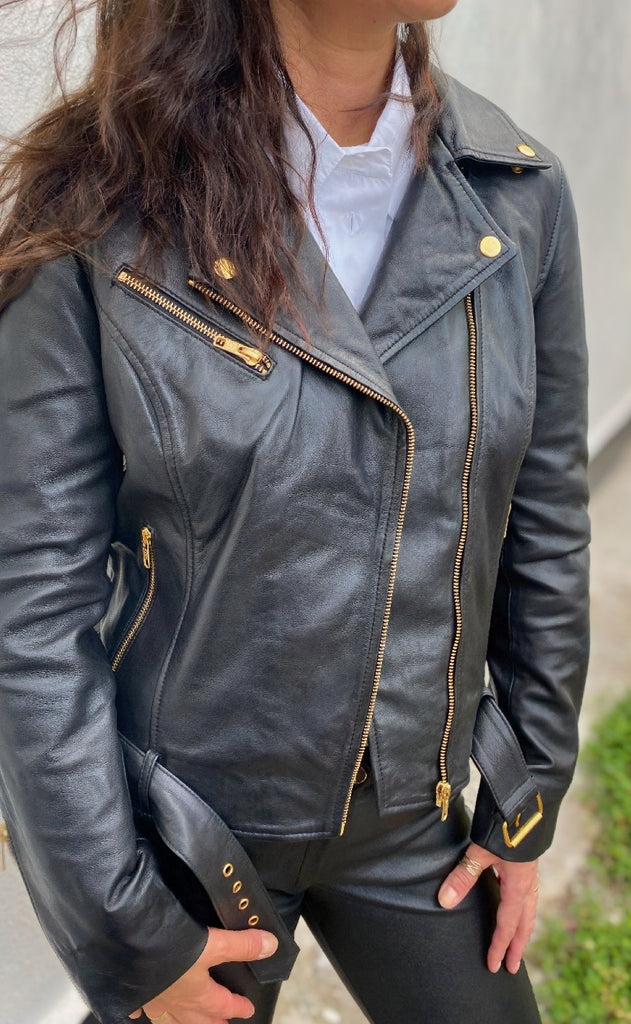 Notyz Jakke - Biker - Black w. Gold acc.