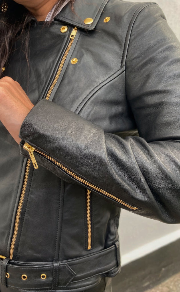 Notyz Jakke - Biker - Black w. Gold acc.