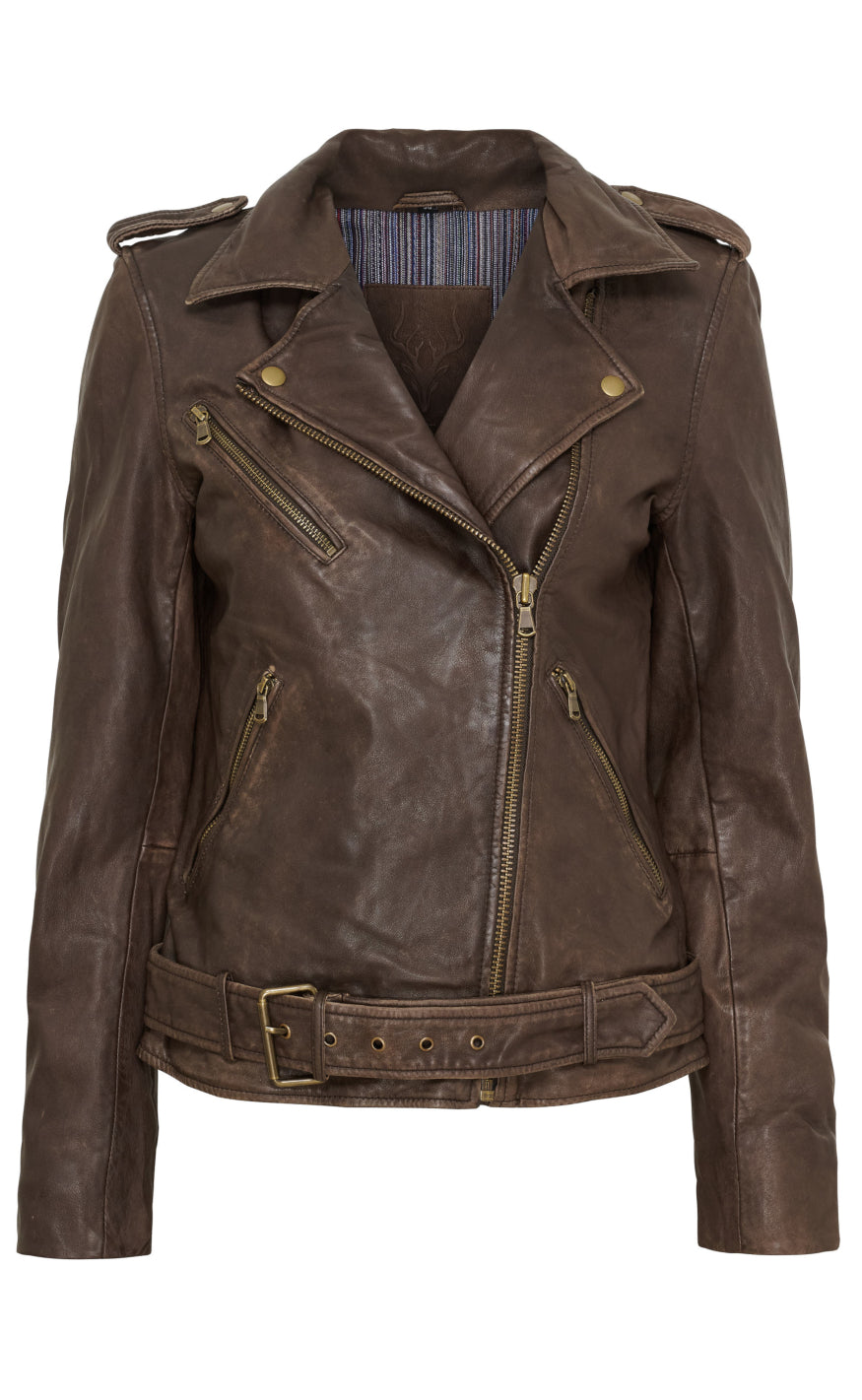 Notyz Jakke - Biker - Brown w. Antique Brass acc.***