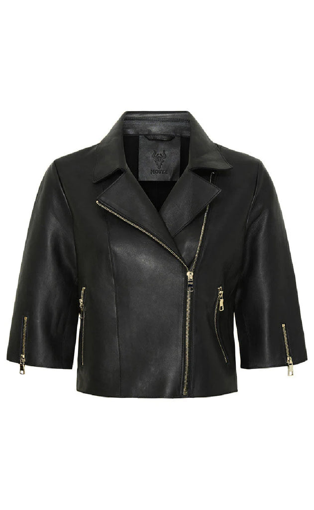 Notyz Jakke - Cropped Jacket - Black w. Light Gold acc.