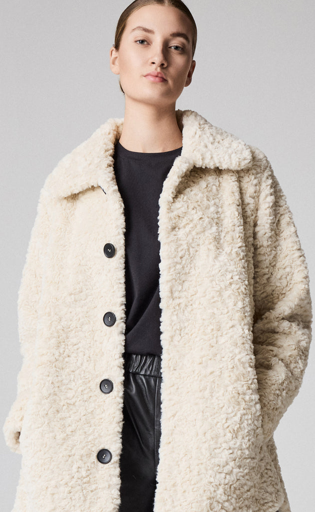 Notyz Jakke - Fake Fur - Beige