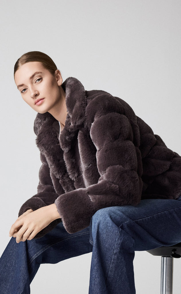 Notyz Jakke - Fake Fur - Chocolate