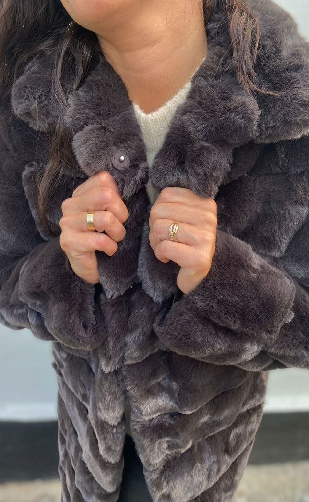 Notyz Jakke - Fake Fur Long - Chocolate