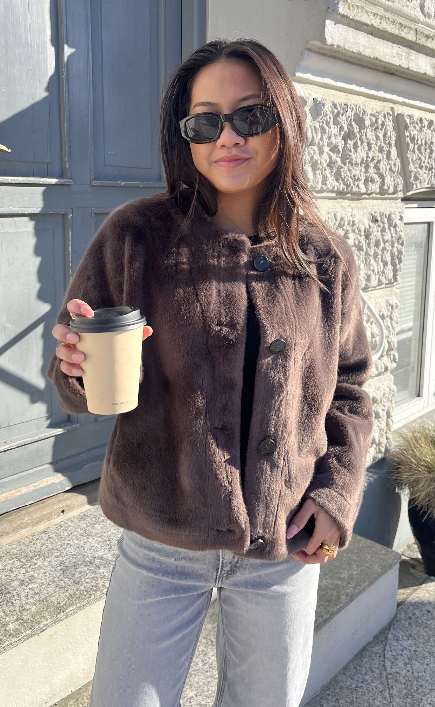Notyz Jakke - Faux Fur - Dark Brown