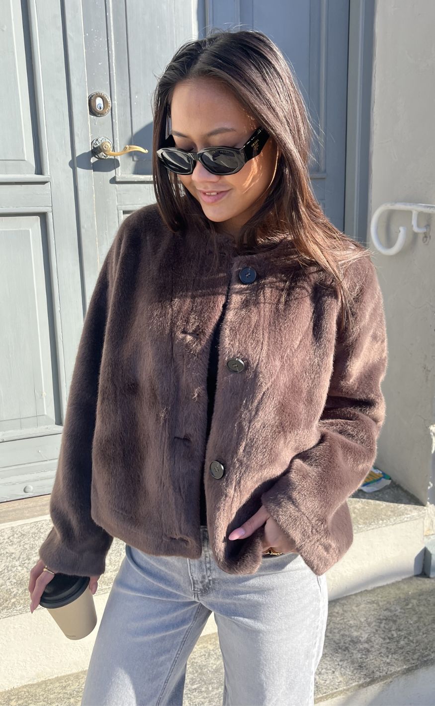 Notyz Jakke - Faux Fur - Dark Brown