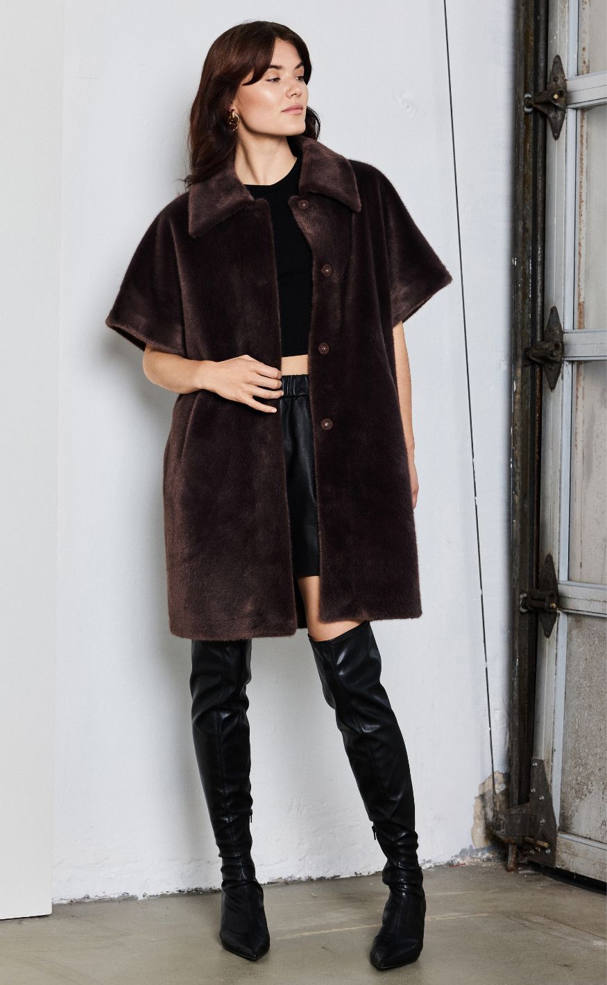 Notyz Jakke - Faux Fur Long - Dark Brown