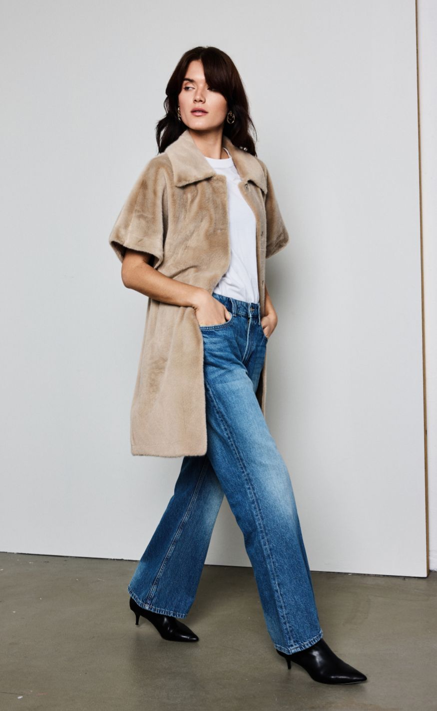 Notyz Jakke - Faux Fur Long - Sand Shell