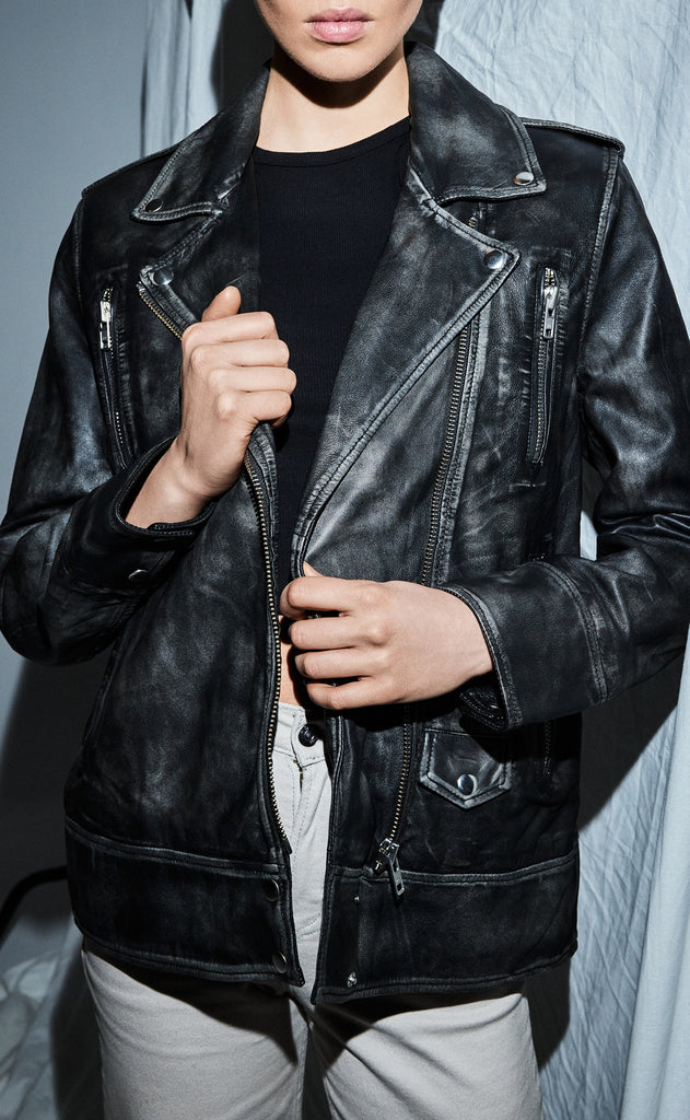 Notyz Jakke - Oversized Biker - Grey w. Silver acc.