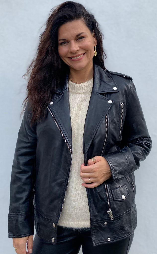 Notyz Jakke - Oversized Biker - Grey w. Silver acc.